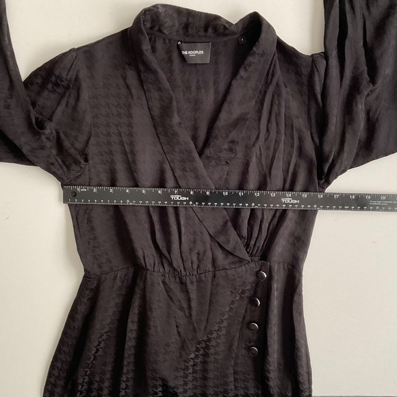 The Kooples Twisty Houndstooth Jacquard Dress SzL Black Luxury Edgy Elegant Chic - Picture 6 of 12